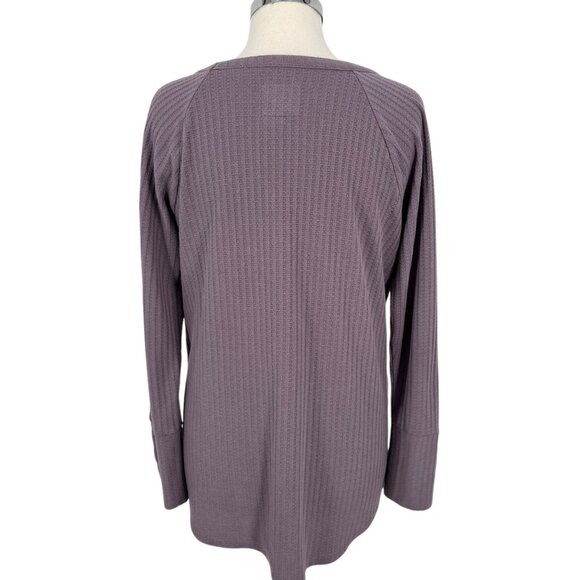 Chaser Waffleknit Long Sleeve Lavender Pullover Top With Button Cuff Size XL - Picture 7 of 11